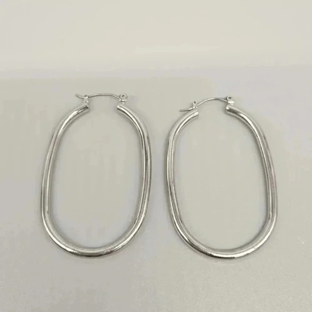 #426 Silver tone hoop earring - Picture 1 of 3